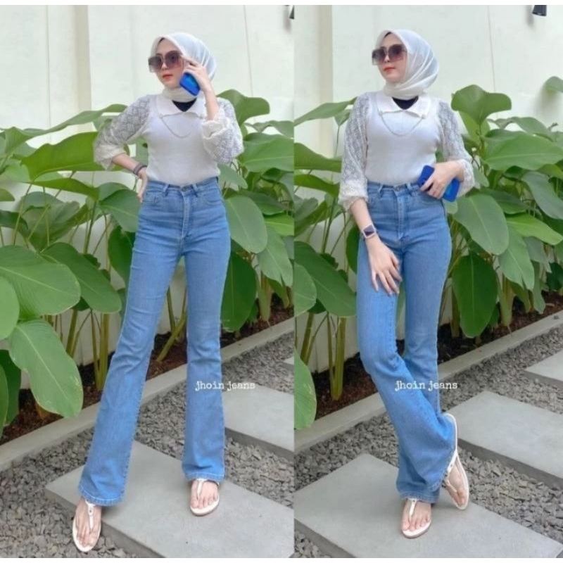 HW Cutbray Jeans Wanita - Celana Cutbray Strecht Kekinian - Cutbray Flared - Streetch Premium