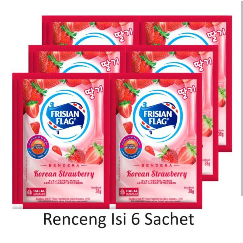 

Susu Frisian Flag Saset Bendera Sachet Korean Strawberry Kental Manis Putih Coklat 6 Pcs x 38 Gram