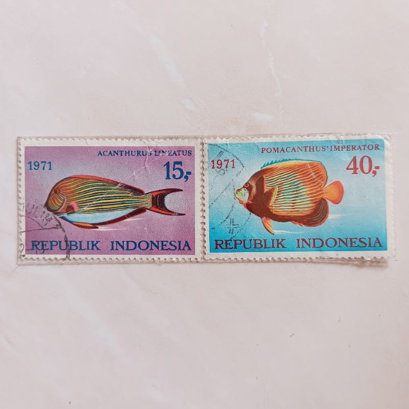 

(AC) Perangko Indonesia 1971 Ikan Hias Laut Set 2pcs Used