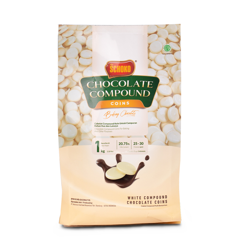 

SCHOKO White Compound Coin - 1 Kg / Coklat Bentuk Koin