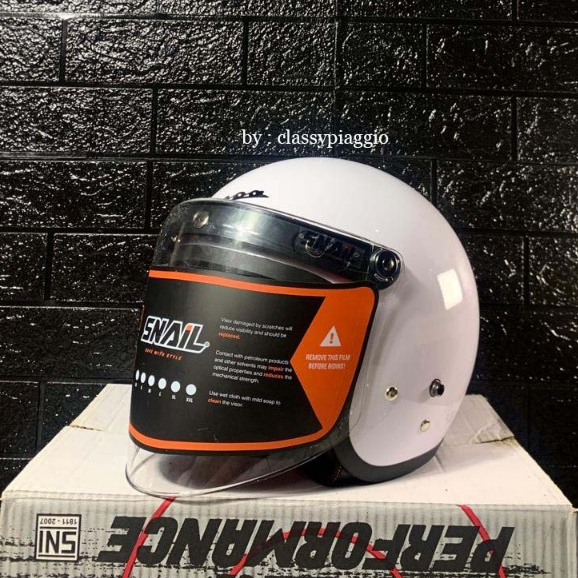 Helm Vespa Retro Xential White Lengkap Kaca Full Face