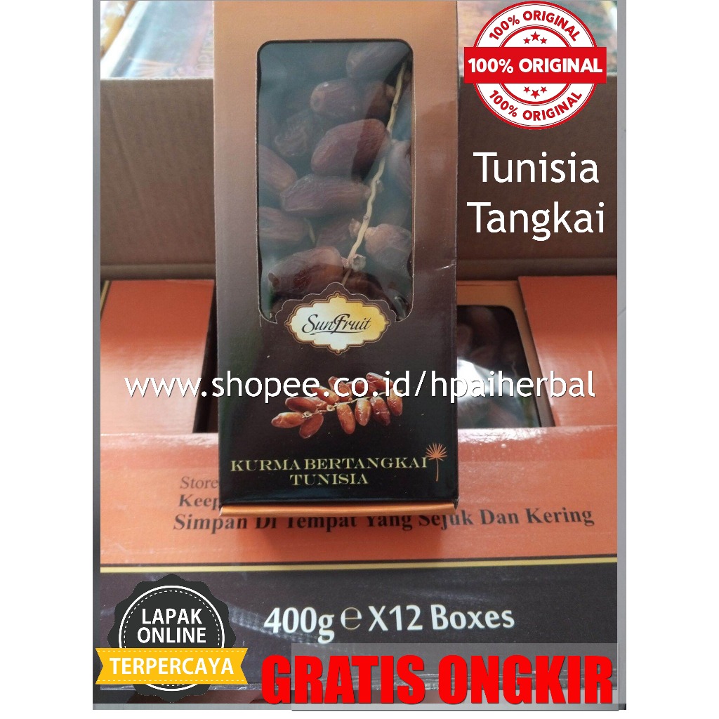 

Kurma Tunisia Tangkai Premium isi 400 Gram / Sunfruit Kurma Tangkai