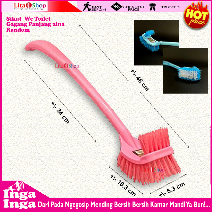 Sikat Toilet Wc Gagang Panjang 2in1 / Sikat Wc 2in1