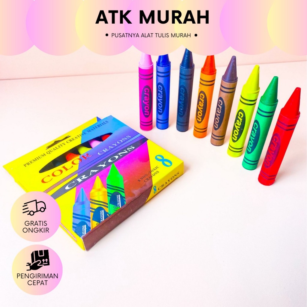 

TERJANGKAU BAGUS LUCU IMUT KRAYON ISI 8 PCS WARNA-WARNI MURAH KR-1133 NON-TOXIC TERMURAH