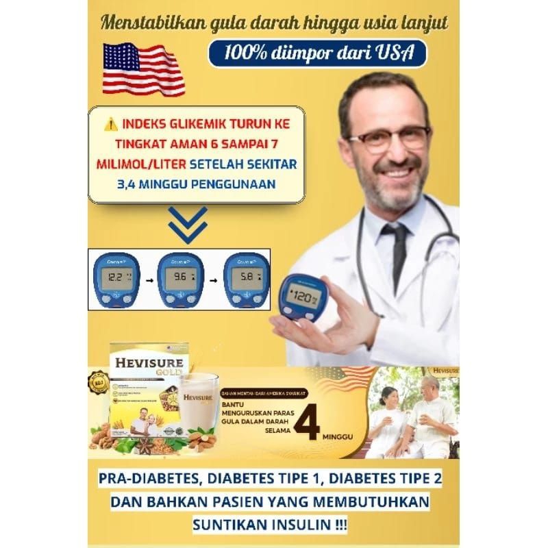 

Hevisure Gold Milk Original Susu obat diabetes kencing manis menstabilkan kadar gula darah 12 sachet
