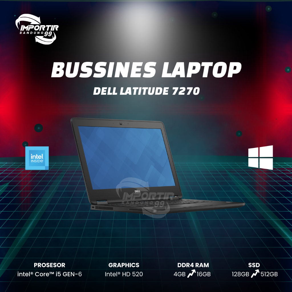 Laptop Dell Latitude E7270 Core I5 Gen 6 RAM 8GB SSD 256GB Second Like New Murah Bergaransi
