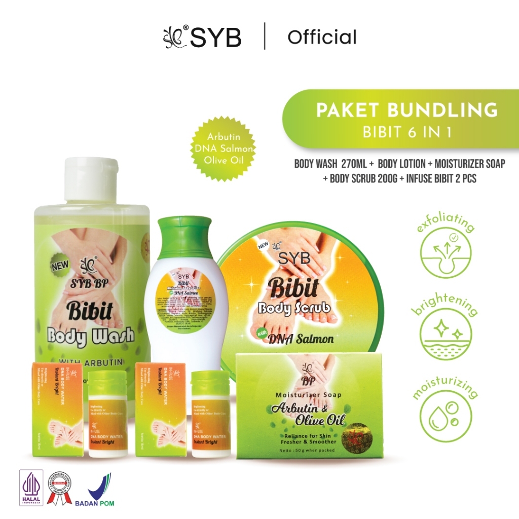 SYB Bibit Pemutih Lotion/Sabun/Bodywash/Scrub/Infus With Arbutin