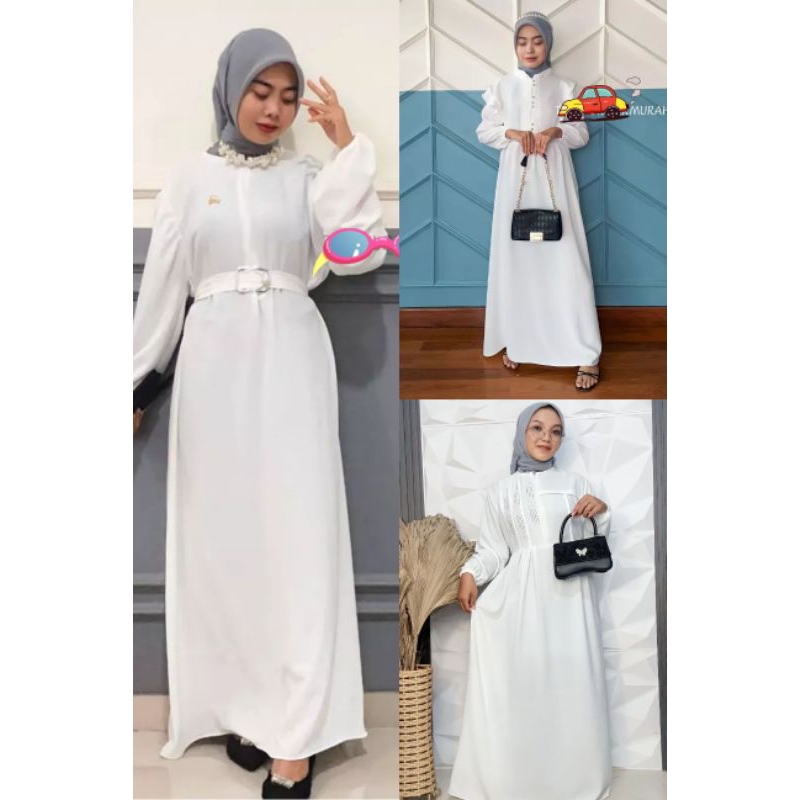 gamis busui gamis crinkle airflow putih