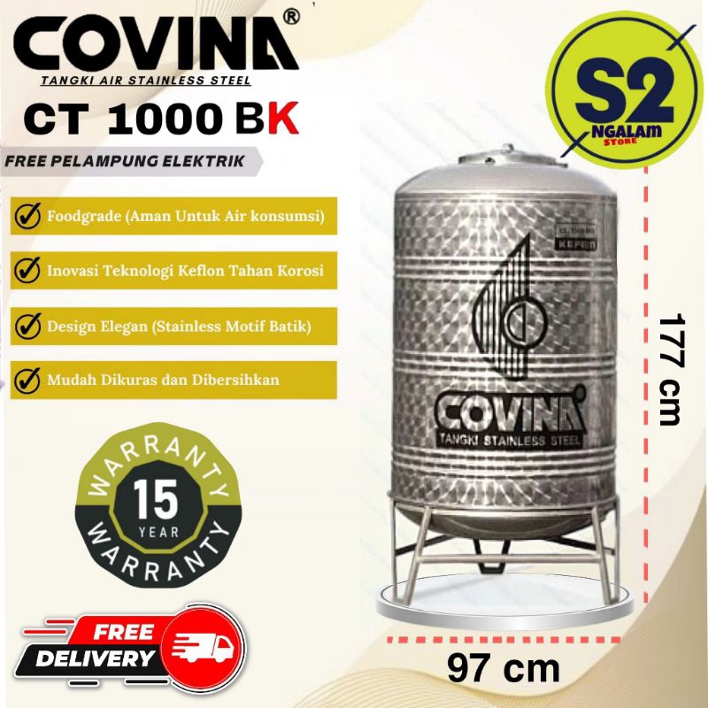 Tandon Air /Toren Air /Tangki Air Stainles - COVINA BK 1000 Liter (Invoice)