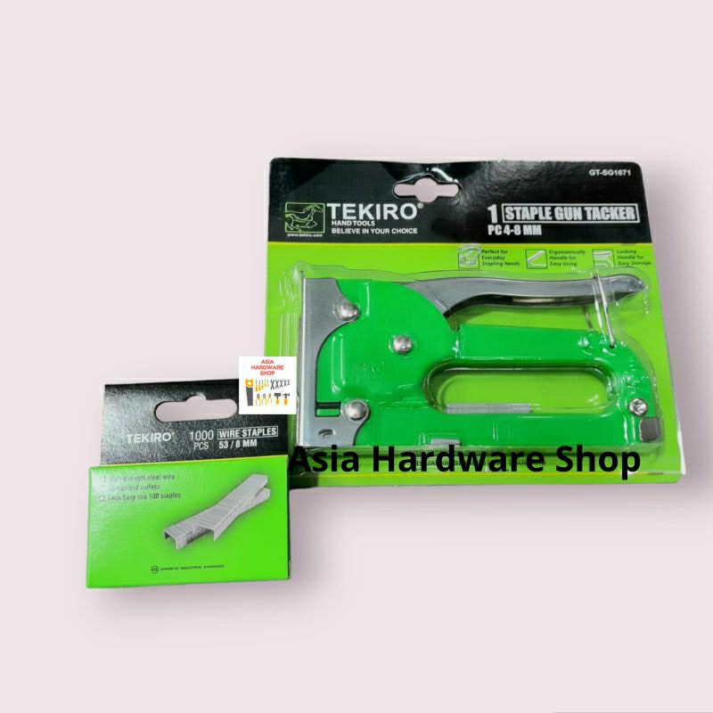 

PAKET TEKIRO Staples Tembak Jok 4 - 8 mm + Isi Staples Staple Gun Tacker Alat Tembak Hekter Jok