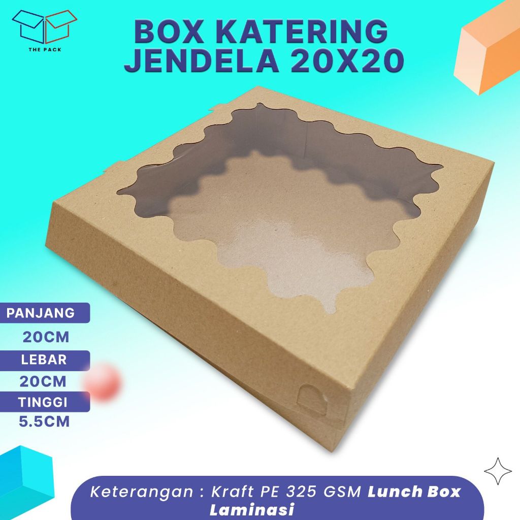 Kotak Nasi Katering Coklat Jendela | 20 X 20 | Dus kue Coklat | Box Nasi Coklat