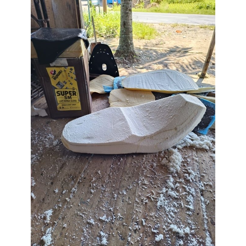 jok roadrace double seat satria hiu handmade+kulit