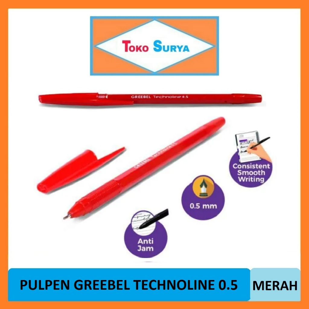 

Pulpen Greebel Merah Technoline 0.5mm (Pcs)