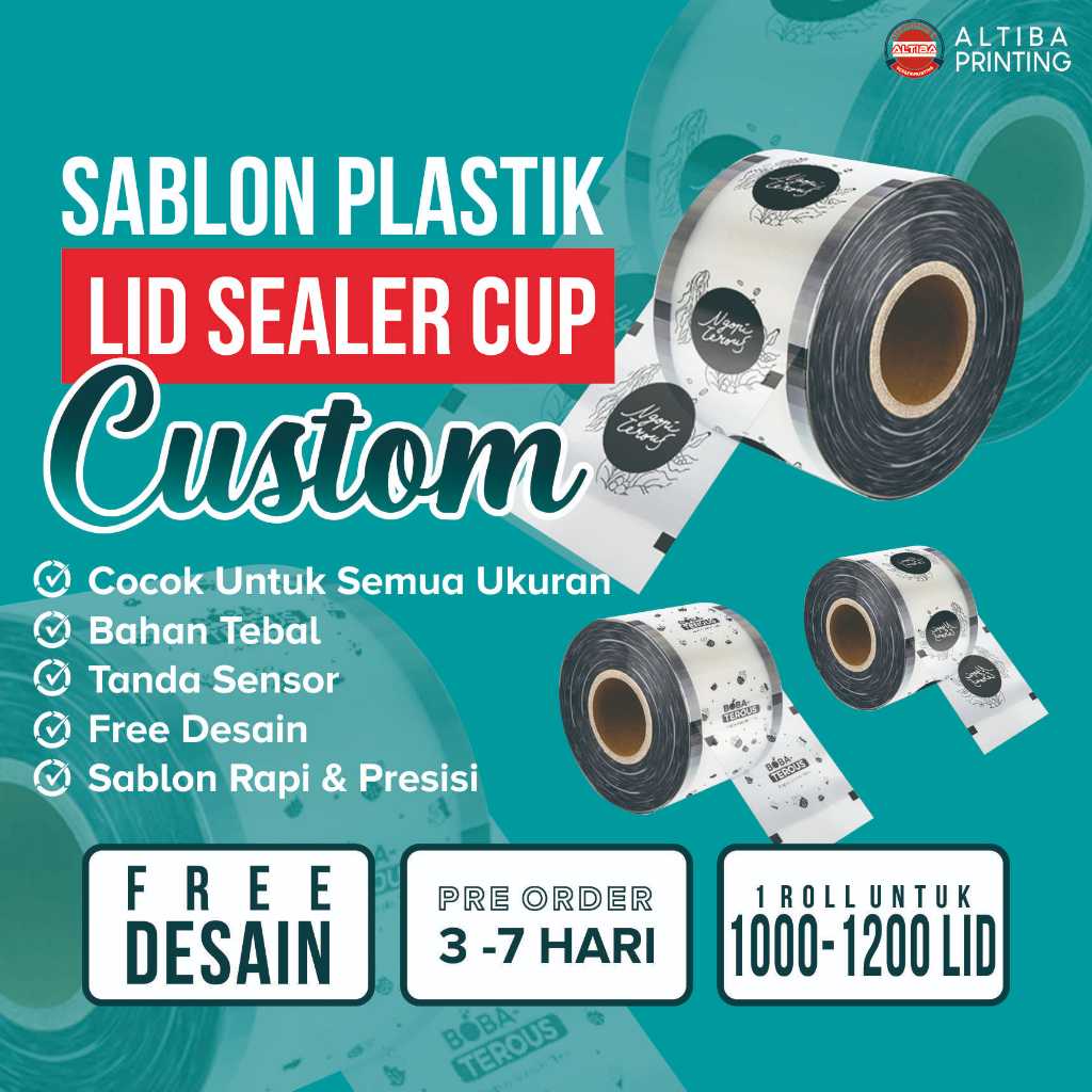 Sablon Lid Seal Cup Custom 1000 DAN 1200 lid, desain costum free desain