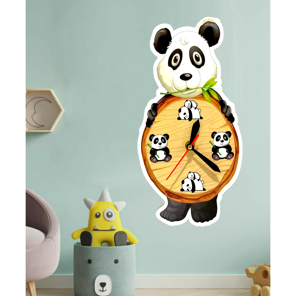 Jam Dinding Kayu Unik Karakter Anak Gambar Hewan