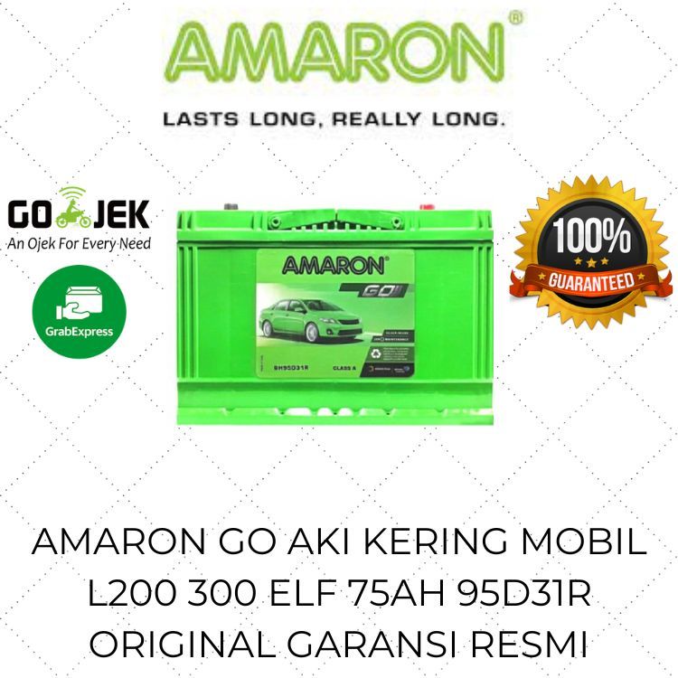 AMARON GO Aki Kering MOBIL COLT DIESEL L200 L300 PAJERO ISUZU ELF RANGER 75Ah Ampere GO 95D31R N70 O