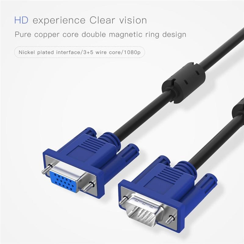 Cable vga extension NB 5m 720p HD for monitor led lcd tv - Kabel d-sub 15 pin db15 male female 5 meter