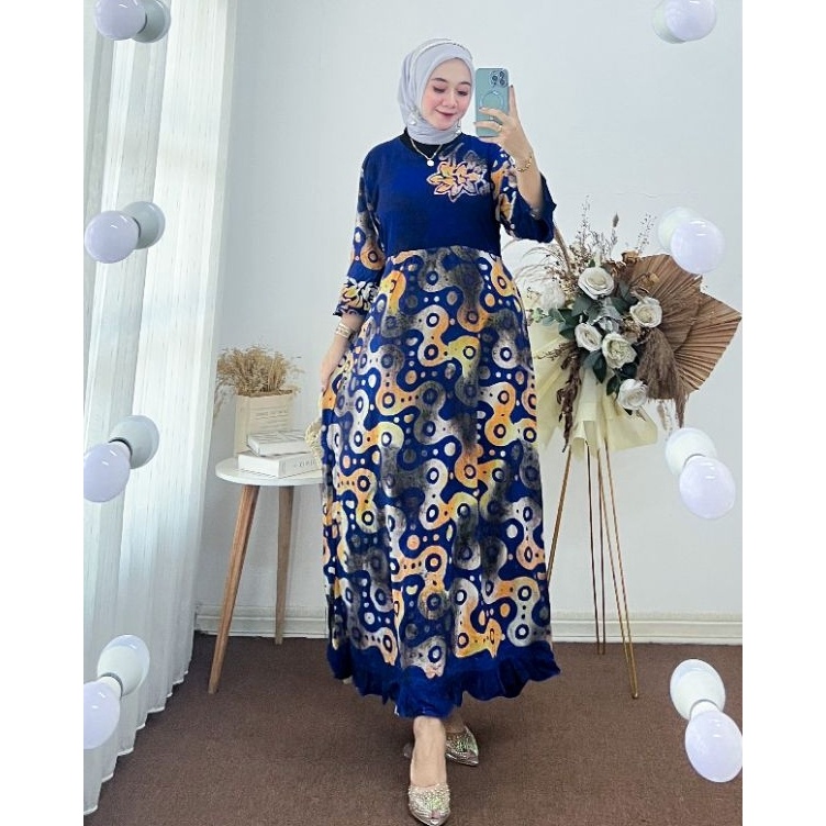Miliki sekarang daster maura dress batik daster batik daster lengan panjang daster lengan 3 4 daster