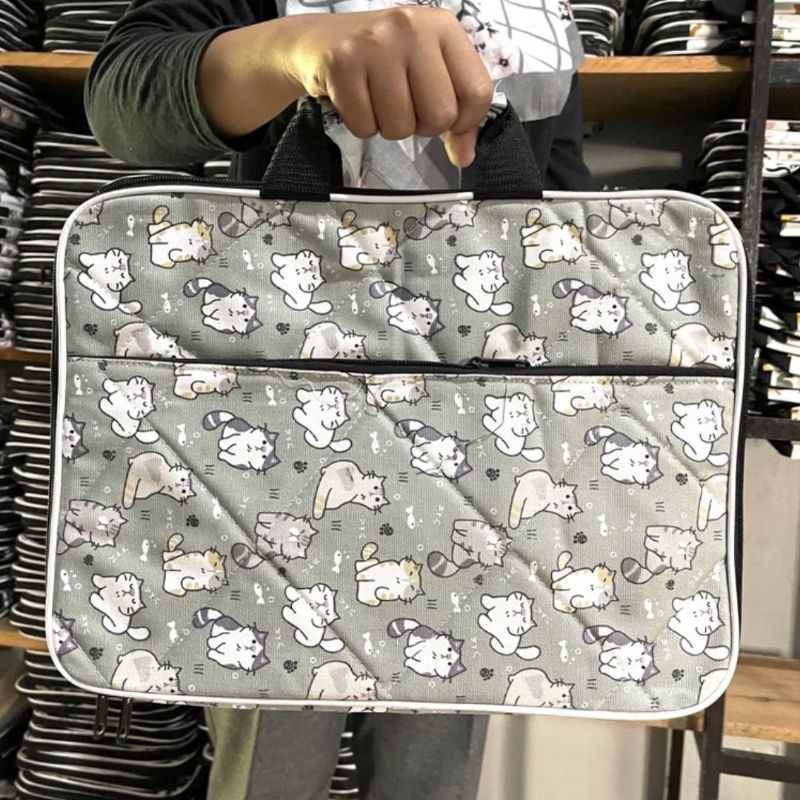 Tas Laptop Kanvas Pria Wanita 14 Inch Motif Lucu Aesthetic