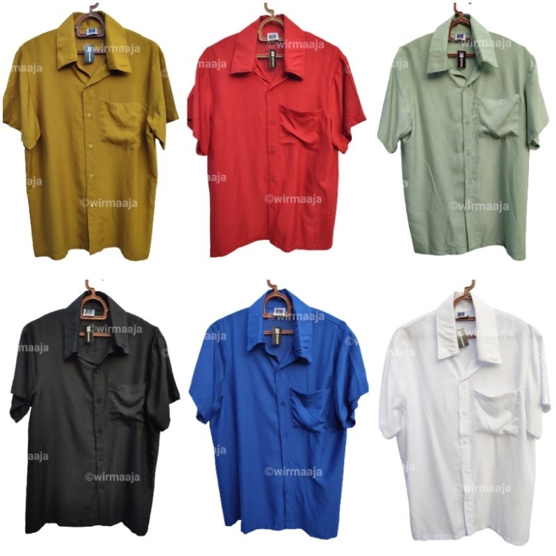 Kemeja Polos Lengan Pendek / Kemeja Pria / Baju Pria / Kemeja Pantai Rayon Hawaian / Classic Shirt
