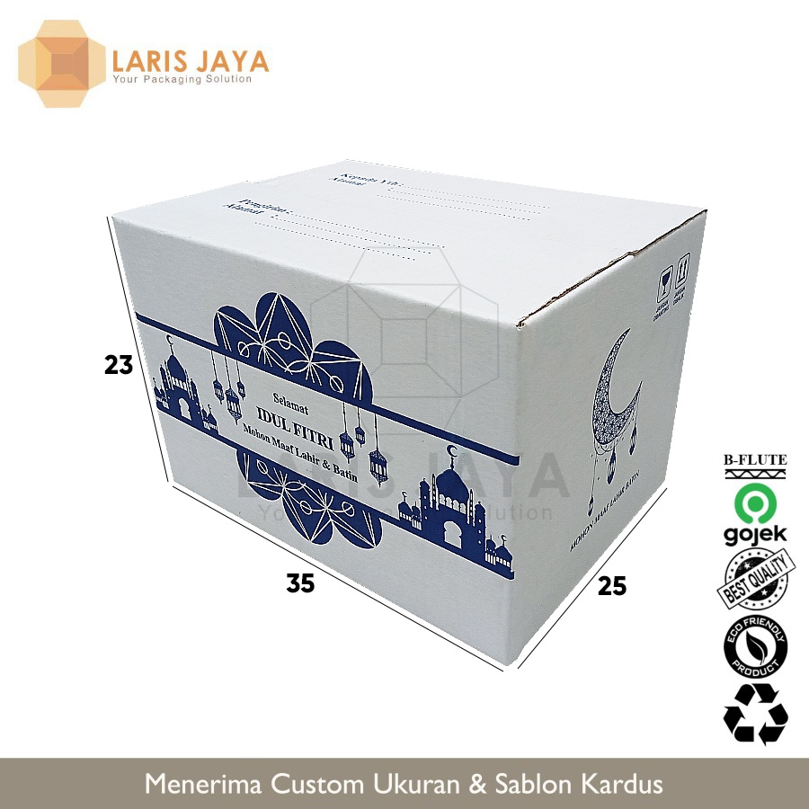 

Kardus Lebaran Standar Box Parcel Kotak Gift Idul Fitri Untuk Sembako 35 x 25 x 23 / Putih Bulan 35x25x23 cm