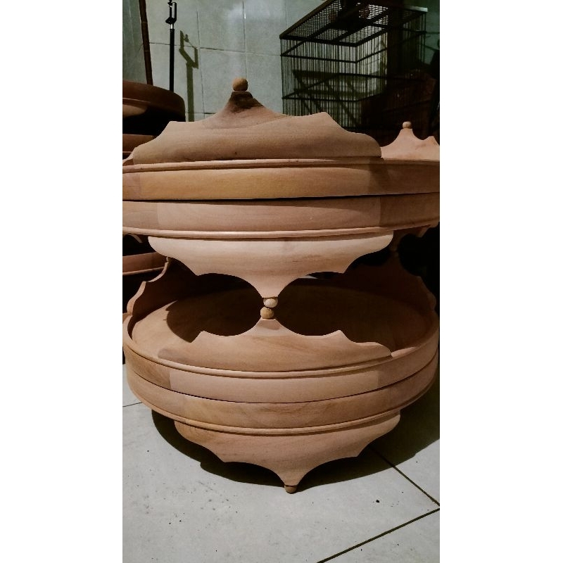 Tebok sangkar murai no 2 (tanpa mahkota) kayu mahoni oven 2x, ringan/ tidak terlalu berat, mentahan,