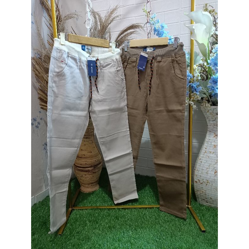 Celana panjang chinos pinggang karet anak remaja Junior