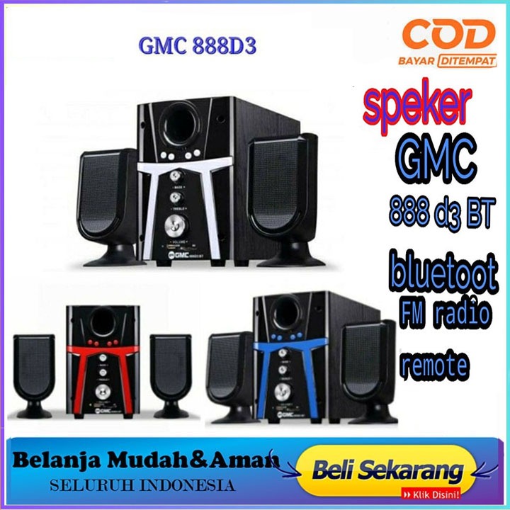 Speaker aktif bluetooth gmc 888D3 Speaker Subwoofer mega bass Original suara mantap Bergaransi Resmi