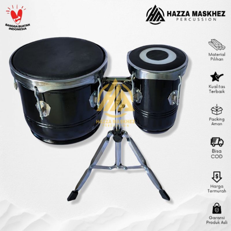 Kendang Ketipung Gendang Dangdut Koplo Kulit Hitam Plus Stand
