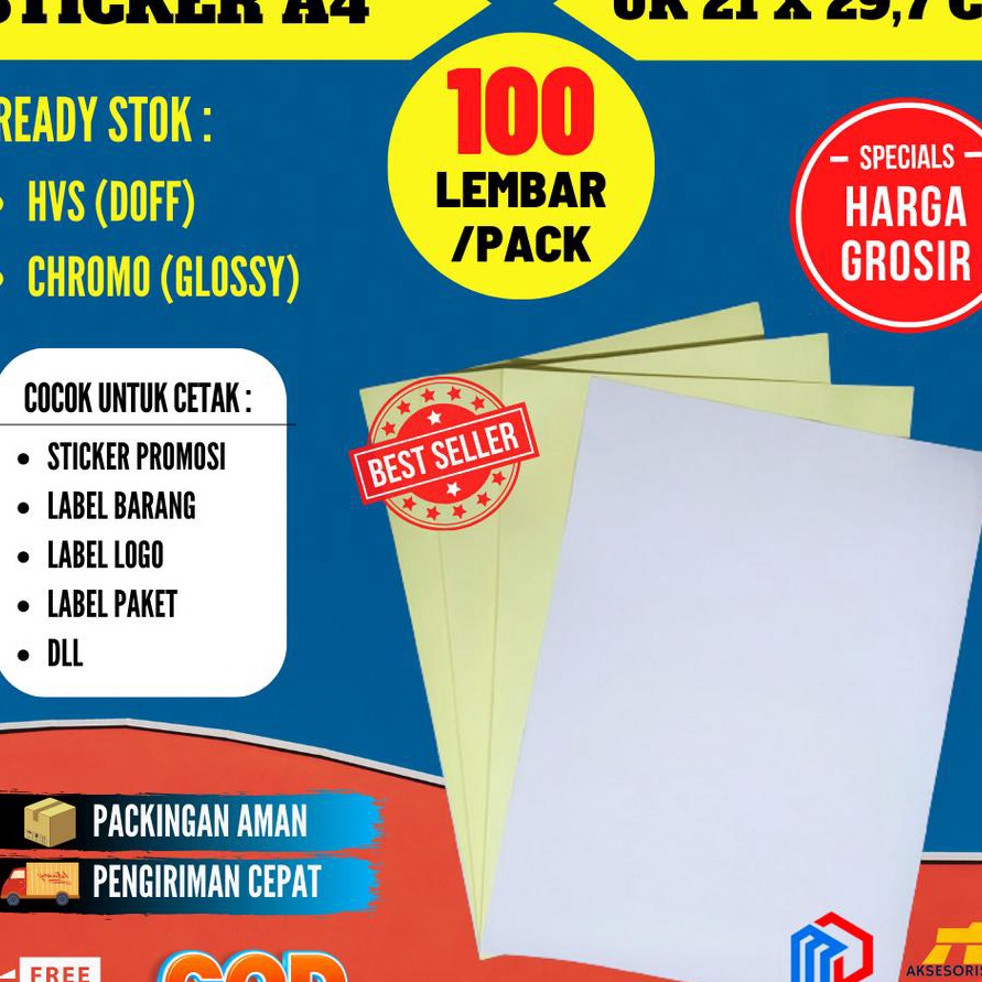 

TERMURAH STIKER LABEL A4 ISI 1 LEMBAR KERTAS STICKER A4