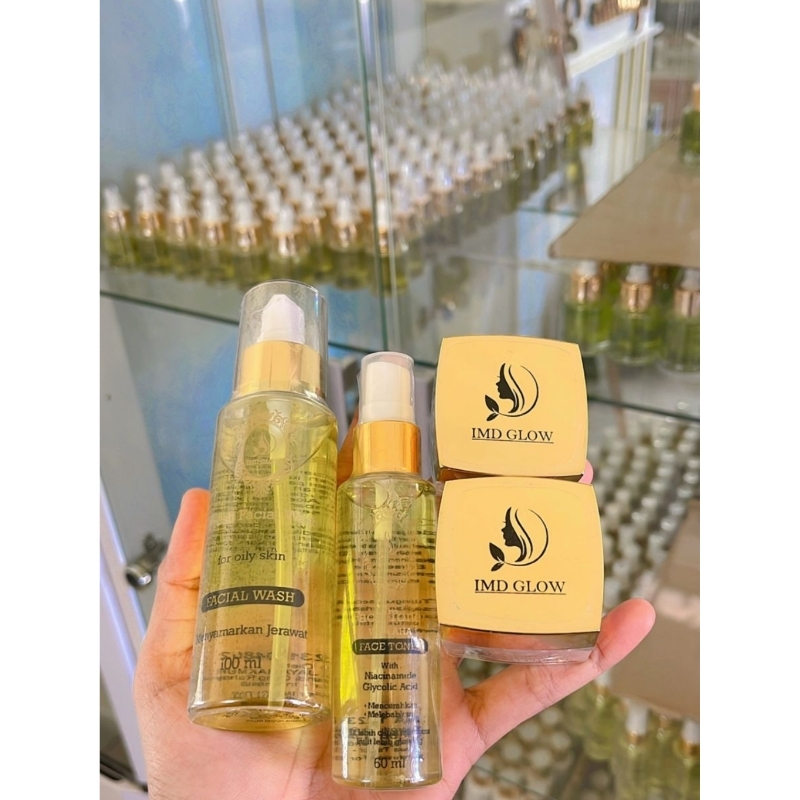 IMD Glow Skincare Tanpa Serum (isi 4 item) Whitening Booster + Acne + Platinum Bpom Imd Glow 100% Or