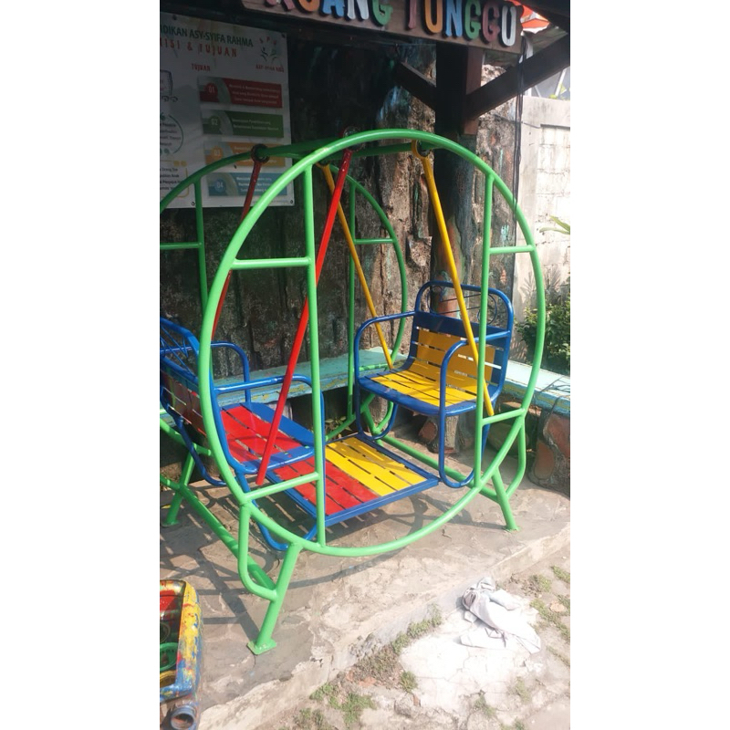 ayunan bulat bangku 60cm ayunan besi ayunan taman free ongkir jakarta