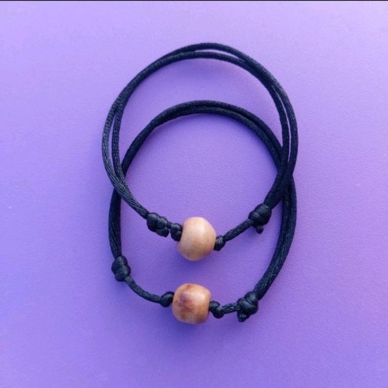 Gelang Kaki Wanita Sexy/ Gelang Kaki Hiasan Butiran Kayu/ Gelang Kaki Tali Polos Pria Wanita