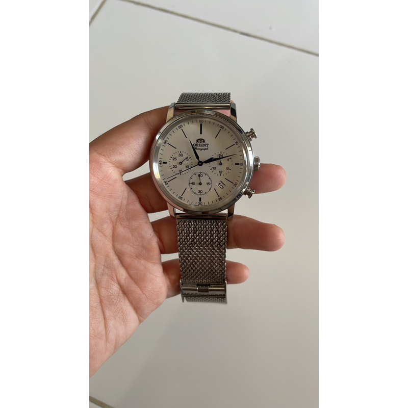 Orient RA-KV0402S Chronograph Jam Tangan Pria Silver Dial Stainless Steel