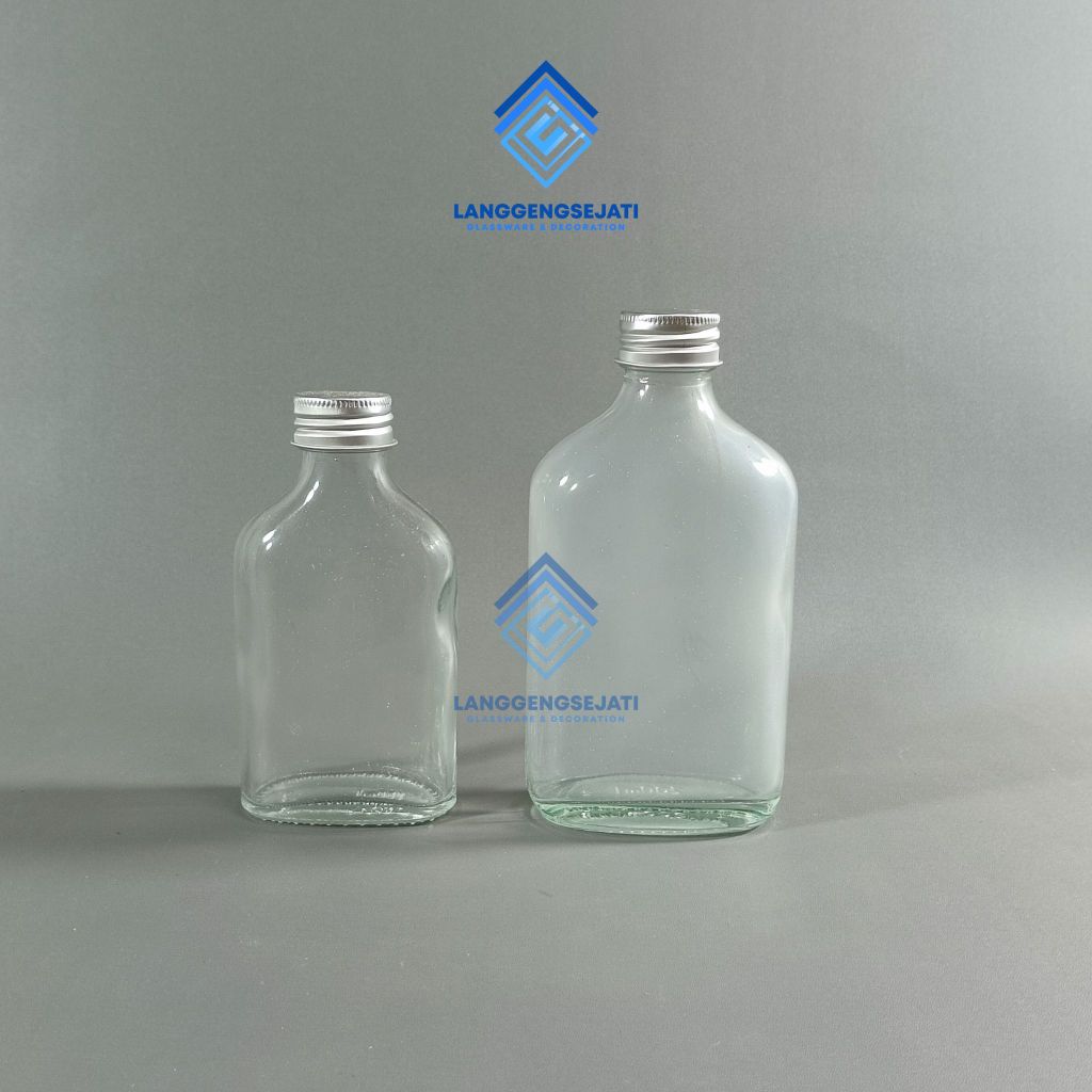 BOTOL KACA GEPENG 100ml & 200ml - BOTOL KACA BARU