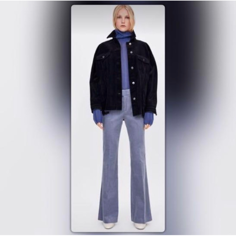 Zara outherwear black corduroy jacket like new #hitam pekat