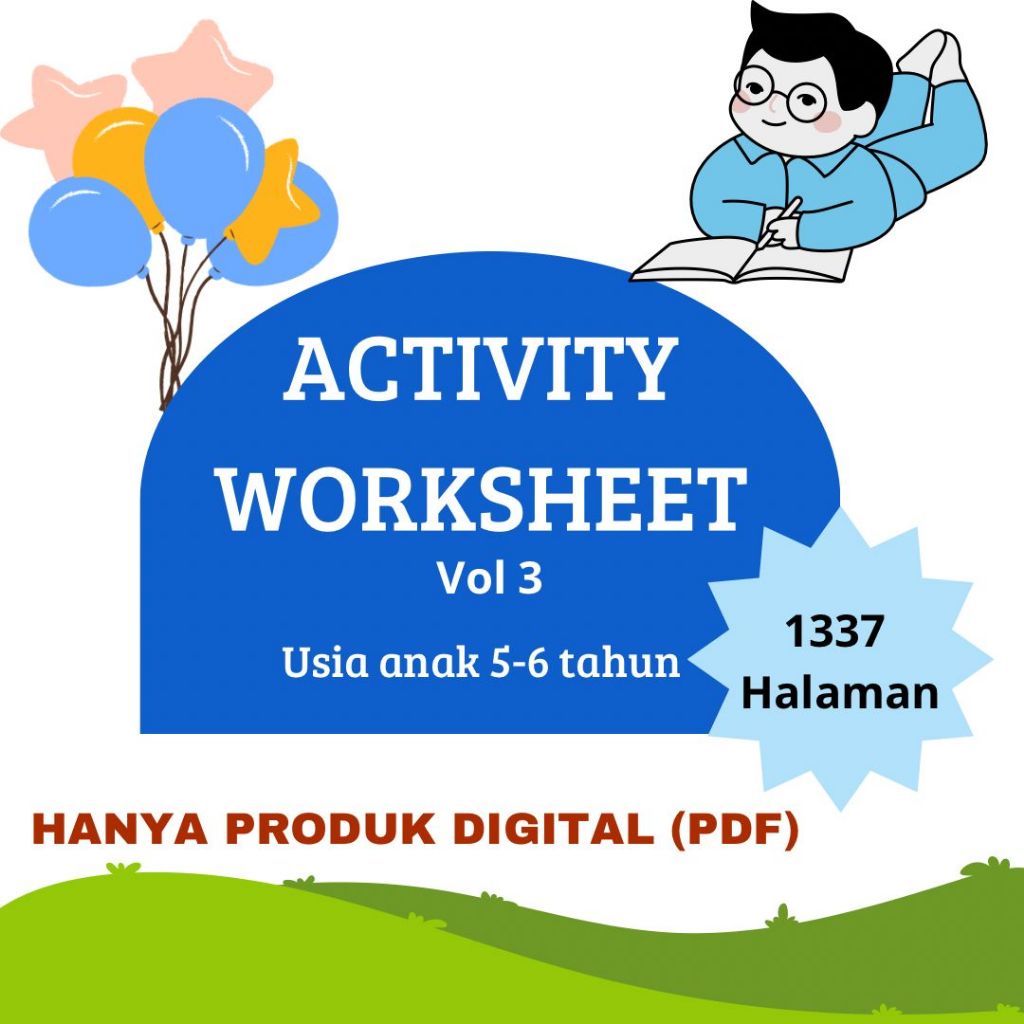 Worksheet Aktifitas Anak 5-6 Tahun Terlengkap Full Color Edukatif Seni Kerajinan Tangan Buku Gambar 