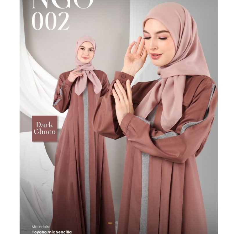 Gamis Nibras Terbaru Wanita Dewasa Dress Muslim Busui Motif Garis Terbaru