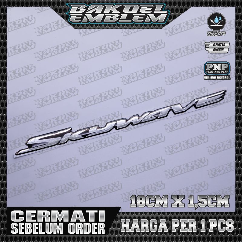 EMBLEM SKYWAVE SILVER CHROME, EMBLEM SUZUKI SKYWAVE, SKYWAVE