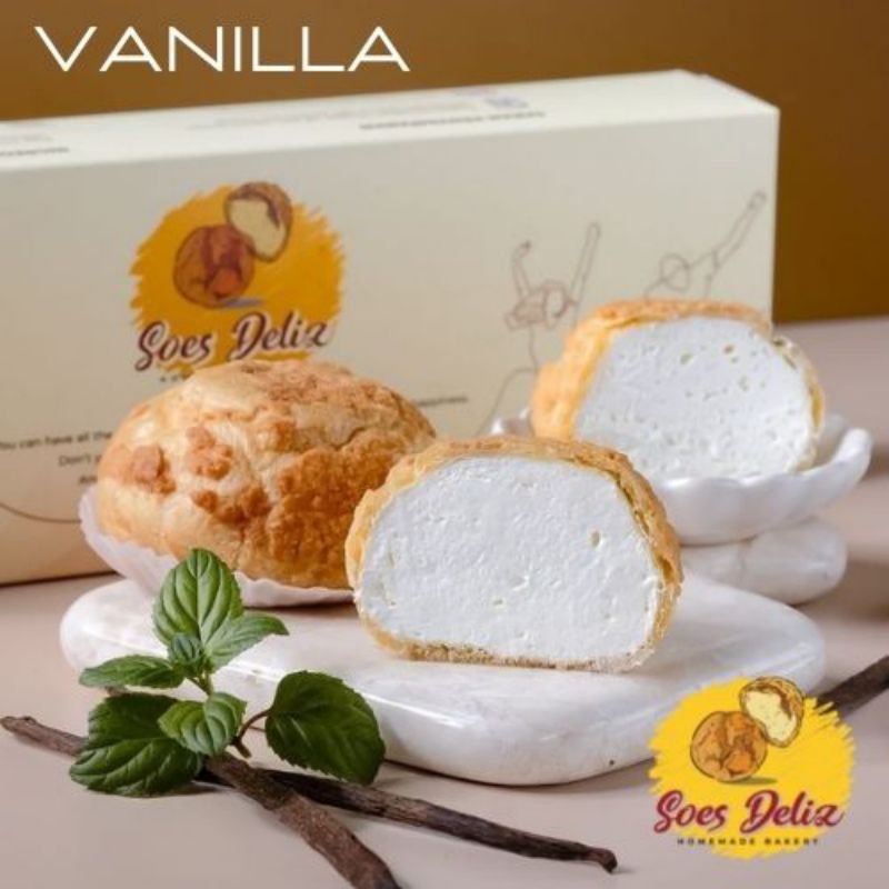

KUE SUS DELIZ CHOUX CREAM PUFF vanilla or coklat ISI 5 PCS
