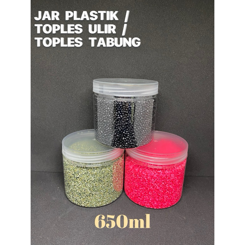 (1 PCS)Toples Tabung 650ml / Toples Ulir 650ml / Toples PET 650ml / Toples Kue Kering / Toples Lebar