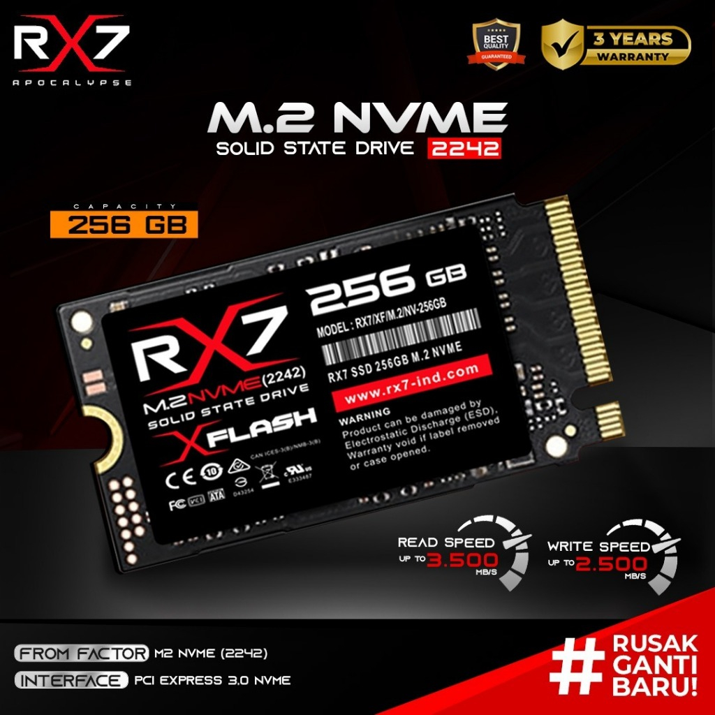 SSD RX7 M.2 NVME 256GB 2242 PCIe Gen3 x4 Garansi Resmi 3 Tahun