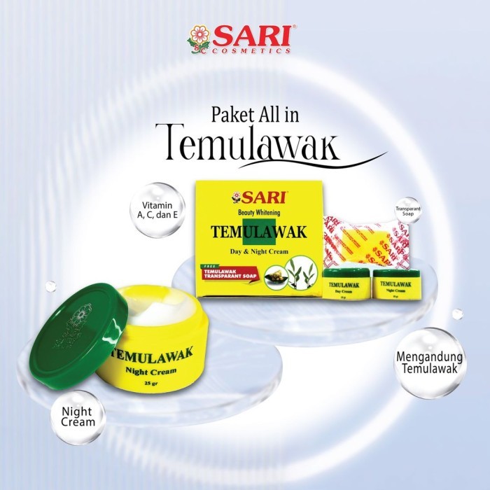 CREAM TEMULAWAK SARI BPOM/PAKET WAJAH SIANG MALAM MURAH/ CREAM SUSUN 3IN1/PAKET 3IN1 TEMULAWAK