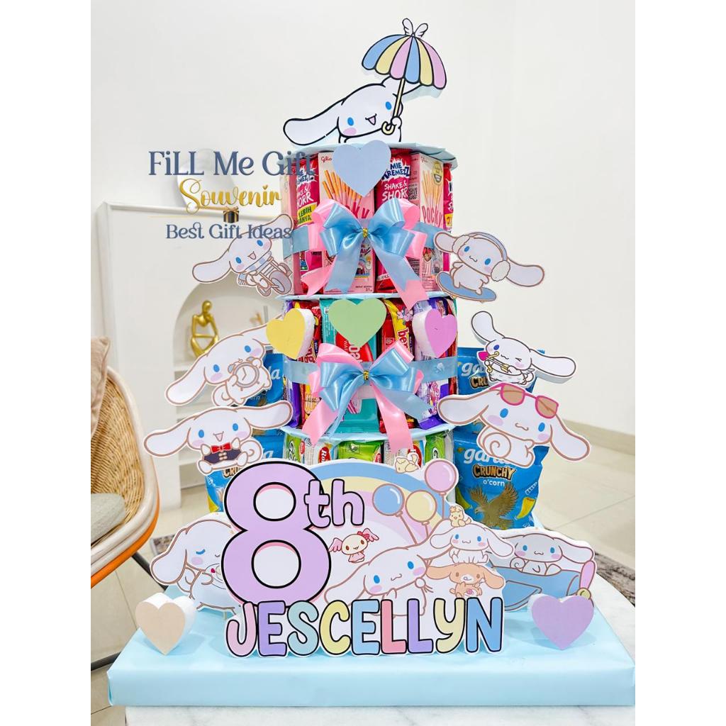 

BK - Cinnamoroll - Snack Tower Cake Tart Birthday / Kado Ulang Tahun Kue Snack Lucu Tingkat