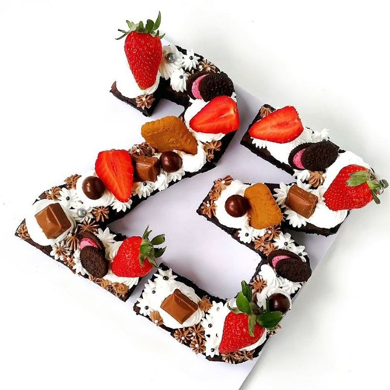 𝗦𝗘𝗦𝗧𝗥𝗔 𝗕𝗜𝗧𝗘𝗦 – LETTER FUDGY BROWNIES | BROWNIES PANGGANG KUE ULANG TAHUN BIRTHDAY CAKE