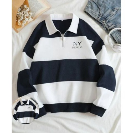 SuperSale RUGBY NY BROOKLYN SWEATER STRIPE NY SWEATER KERAH SWEATER KOMBINASI PRIA WANITA
