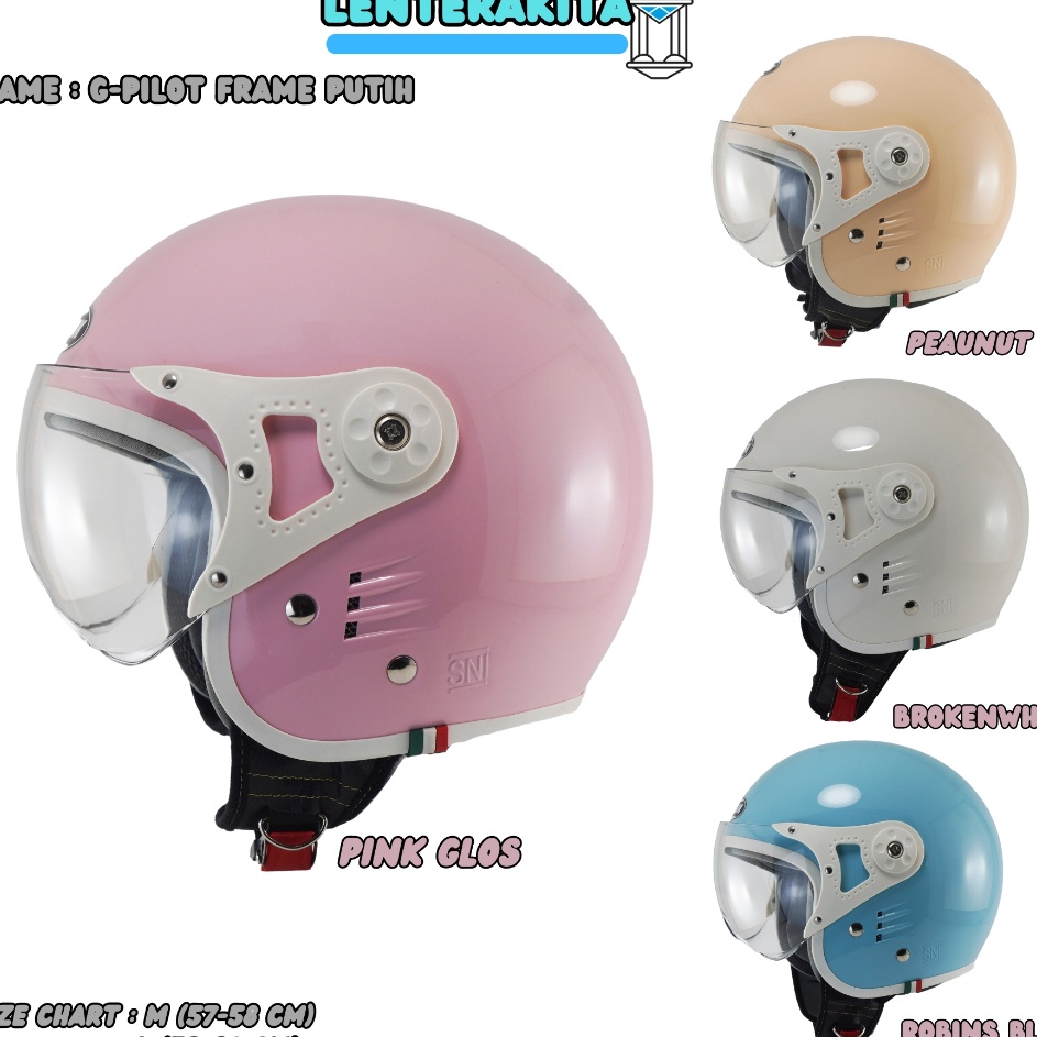 NK Helm Bogo Retro Pilot Italy Ori Pria Wanita Hijab Dewasa Warna Terkini SNI f Terlaris