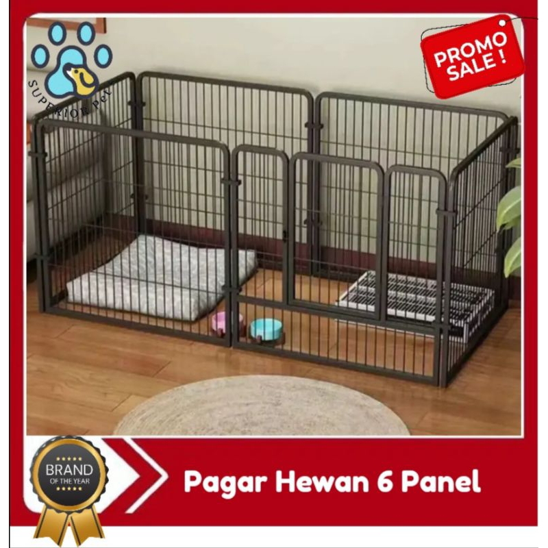 SUPERIOR  -  Pagar Anjing Kucing 6 Panel Praktis Knockdown Indoor Outdor