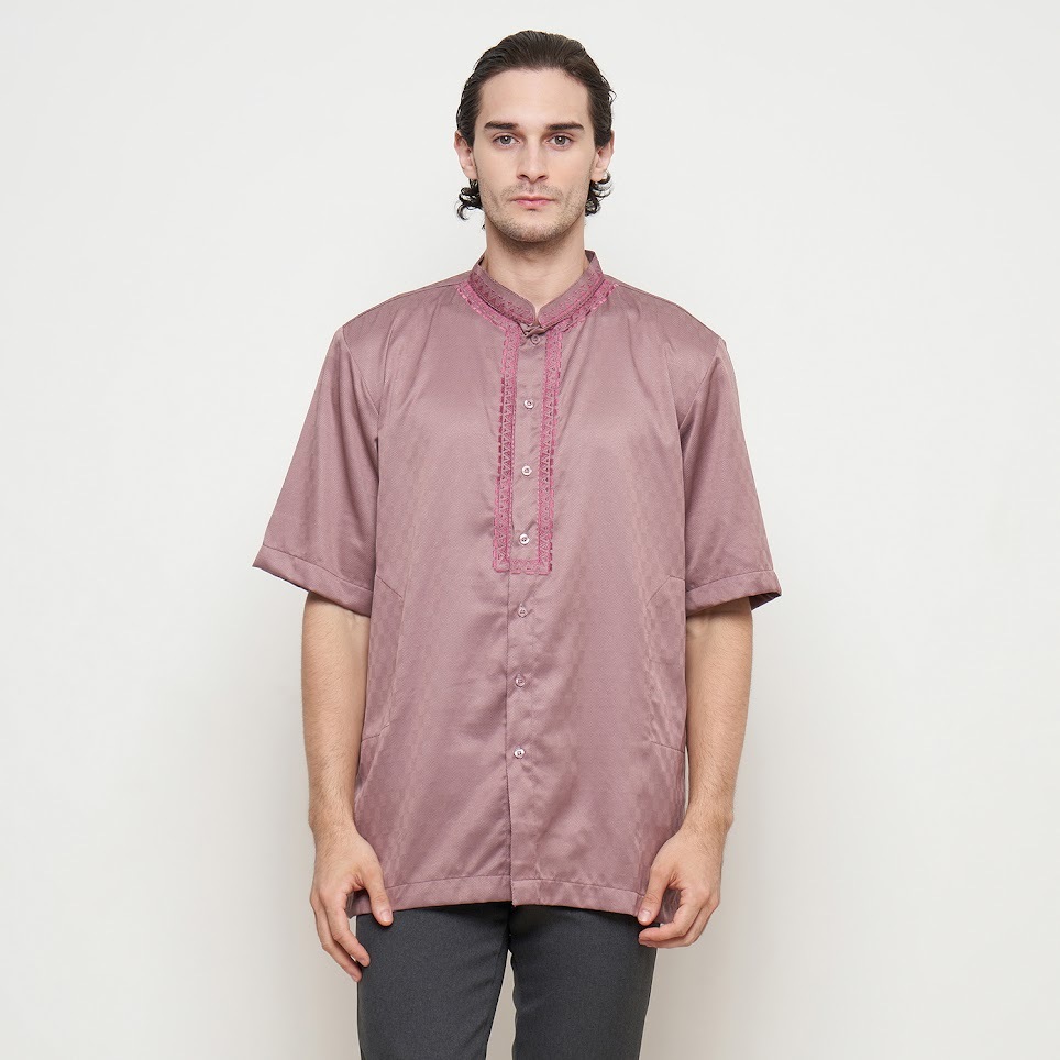 Preview Baju Koko Pria Lengan Pendek Pink By Itang Yunasz Limited - 3022