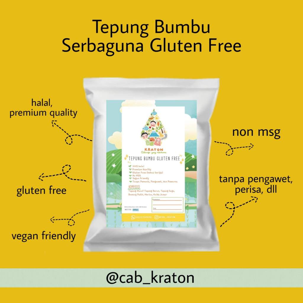 

Tepung Bumbu Gluten Free/ Tepung Bumbu Serbaguna/ Tepung Gluten Free/ Tepung Bumbu non MSG/ Tepung Gorengan 200g